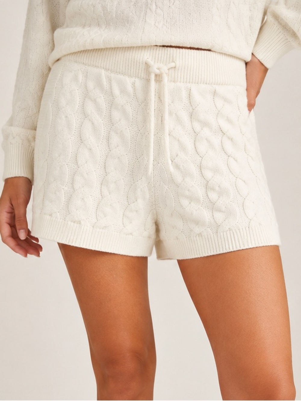 Every Women’s Cable Knit Sweater Shorts Medium Ivory Size Medium